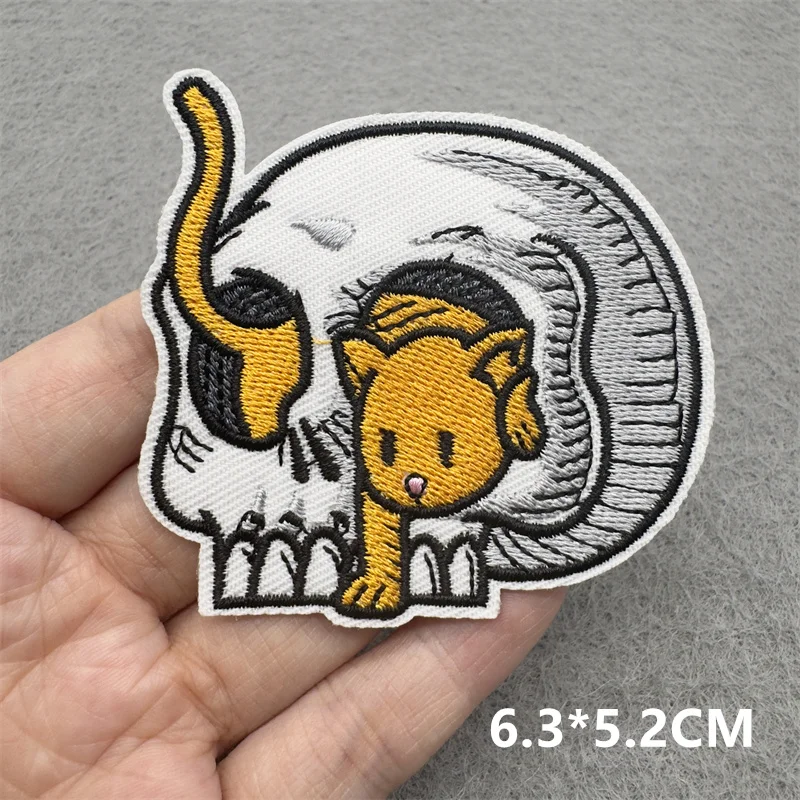 Parches bordados de gato del equipo, apliques para ropa, costura DIY, accesorios de decoración de rayas de dibujos animados PUNK - imagen 4