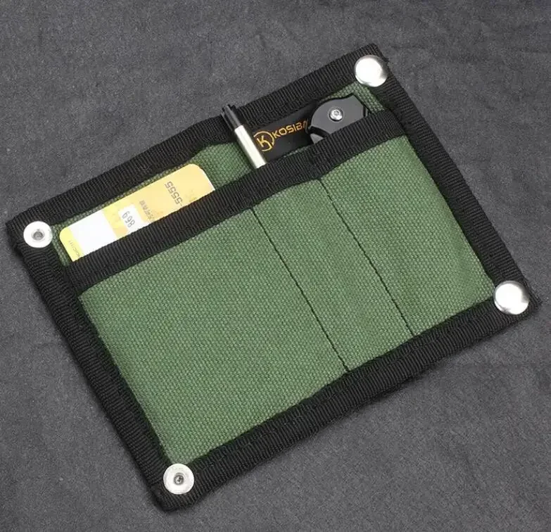 Bolsa compacta EDC con 3 bolsillos separados, organizador de nailon delgado para linterna, bolígrafo, tarjetas y elementos esenciales, transporte diario táctico ligero - imagen 4