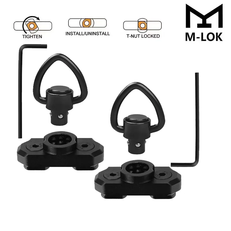 2 unids/pack de eslinga QD de dos puntos, soportes giratorios de 1 ", Mlok, tamaño de bucle D, 8 posiciones de diferentes puntos 45 °   diseño de rotación, para caza.