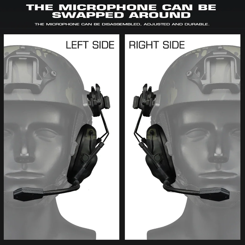 Auriculares tácticos sin selección, auriculares con cancelación de ruido para casco militar, auriculares Baofeng, adaptador de Radio PTT, auriculares móviles - imagen 4