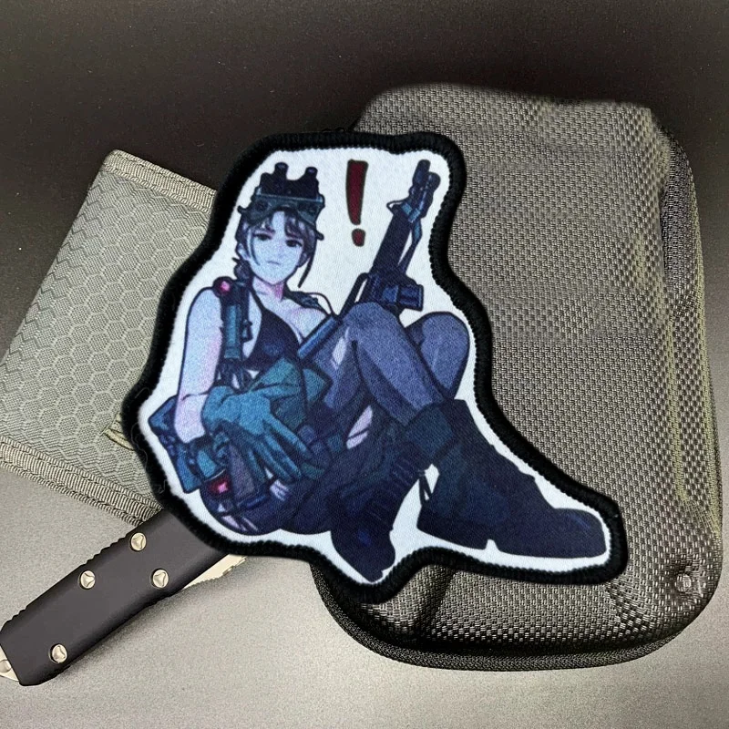 Parche táctico de Anime para chica en ropa, insignia de moral, brazalete impreso, gancho, parches militares, accesorios para mochila, pegatinas