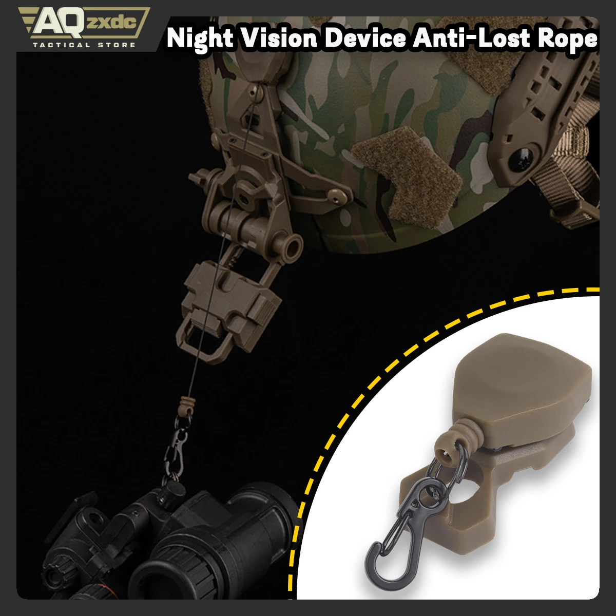 AQzxdc NVG Cordón para montaje de soporte de 3 orificios se fija con guardar soportes para casco de combate: evita NVG de ser perdido y caída