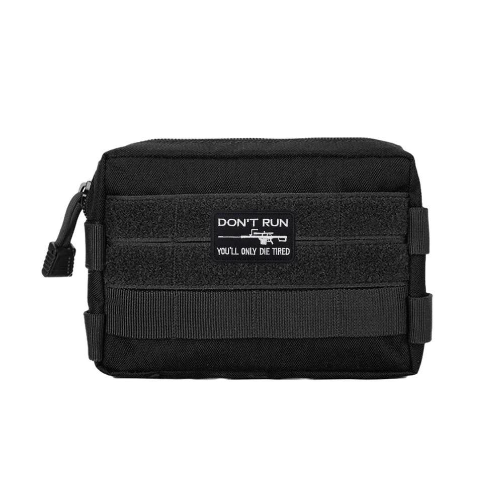 DON'T RUN Fun Meme citación de moral táctica Velcros parche pegatina insignia gancho militar bucle bordado para mochila DIY Jeans Cap - imagen 4