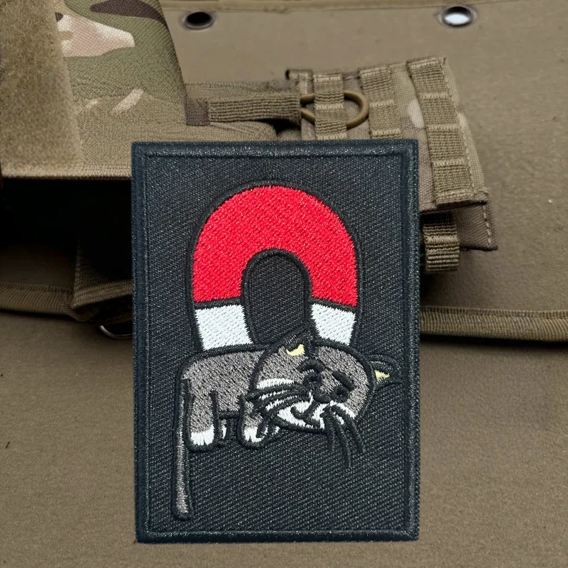 Parche bordado "gato magnético", chaleco táctico, insignia de moral con gancho y bucle, pegatinas decorativas para mochila, parches para brazalete para ropa - imagen 4