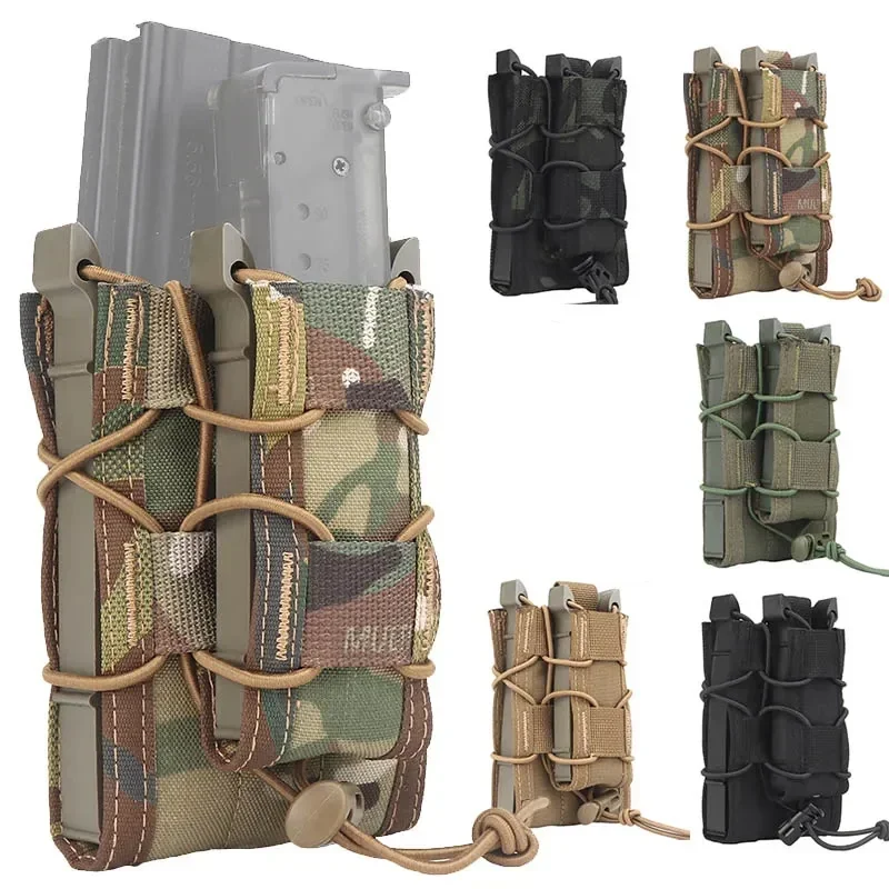 5,56 9mm bolsa para revistas AK AR M4 AR15 doble bolsa para revistas Rifle Pitol Molle Mag funda para caza CS Paintball - imagen 2