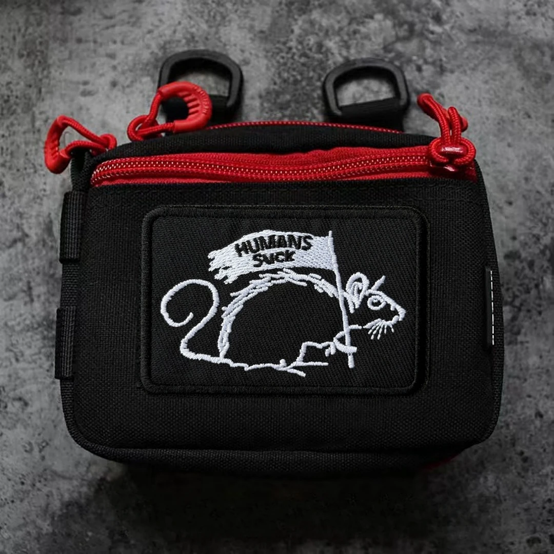 Parche de succión para humanos, insignia de moral táctica, parches de gancho y bucle bordados de ratón para ropa, mochila, pegatina decorativa militar