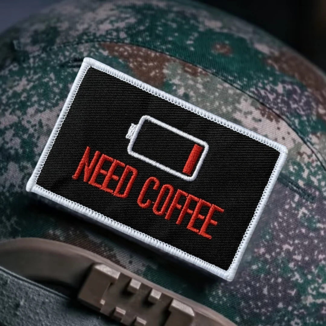 NEED COFFEE-Parche de insignia de moral, emblema táctico, parches de gancho y bucle bordados para ropa, pegatina para mochila del ejército militar - imagen 5