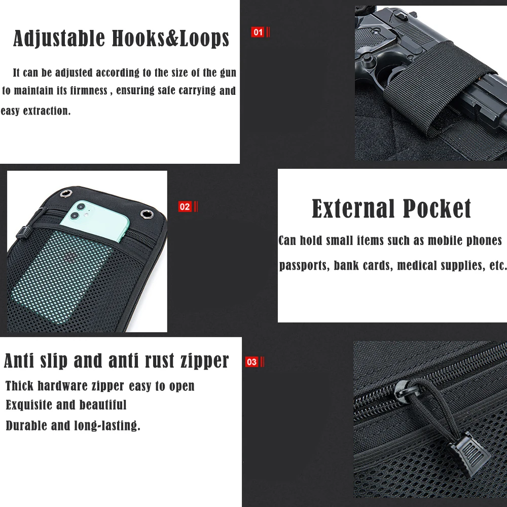 Riñonera táctica EDC MOLLE bolsillo oculto para pistola uso diario - imagen 5