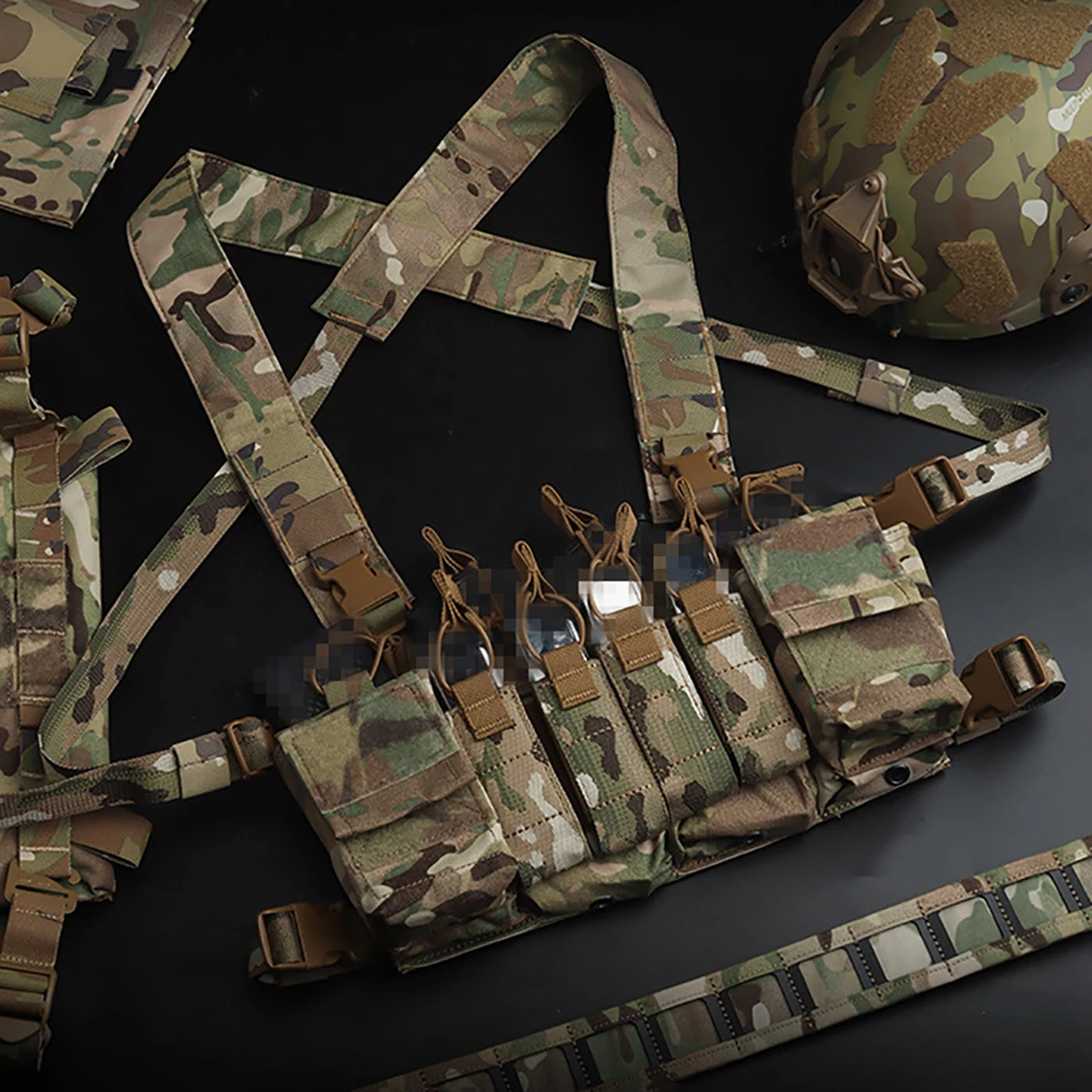 Chaleco táctico de pecho, aparejo ajustable, arnés X con 5,56 bolsas Mag de Rifle de 9mm para Airsoft, juego de guerra de tiro - imagen 2