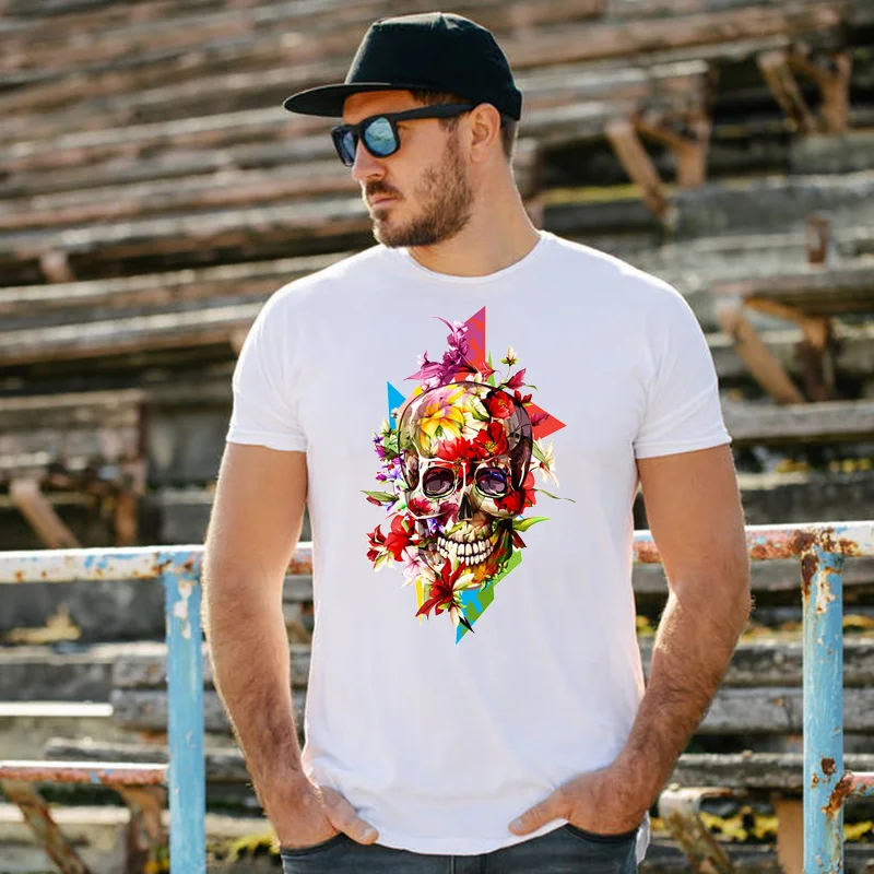 Pegatinas térmicas Punk para ropa, calaveras de terror con corazón, parches para planchar, apliques de rayas para ropa, transferencia de calor - imagen 3