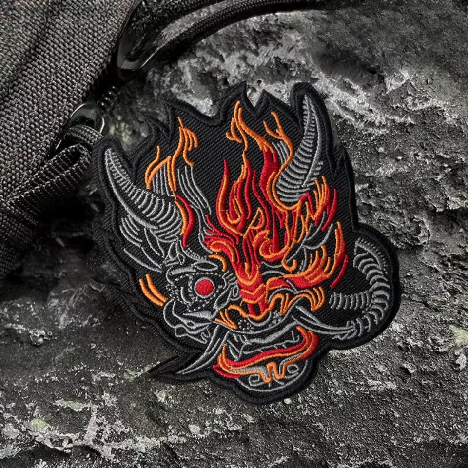 Parche bordado de Robot demonio, insignia de moral táctica, emblema, parches de gancho y bucle, brazalete del ejército militar, pegatinas para mochila - imagen 4