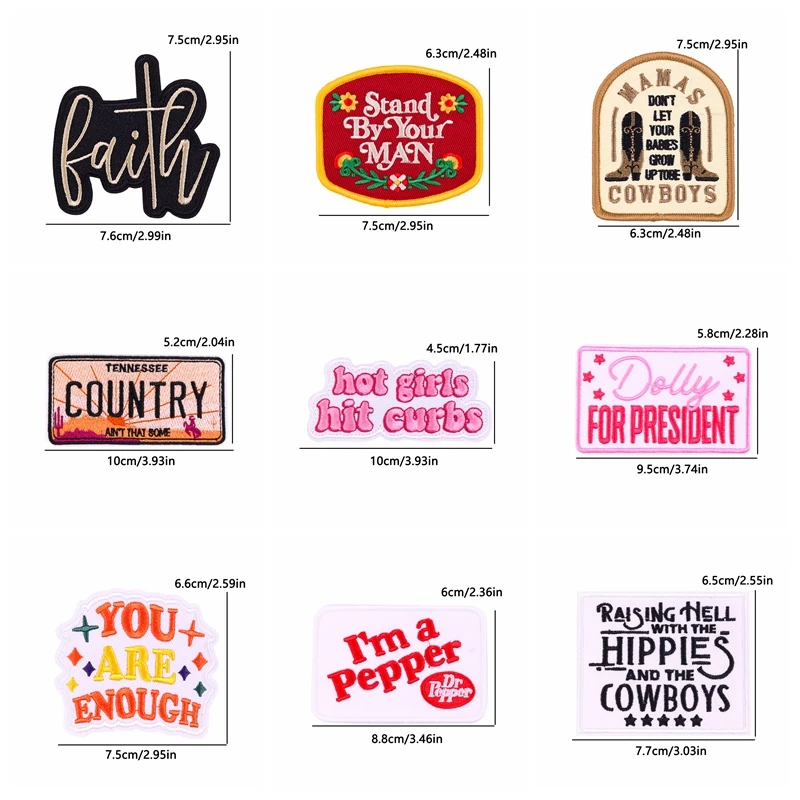 Parches bordados de dibujos animados del vaquero occidental, 10 piezas, con eslogan de letras, para ropa, sombreros, mochila, para planchar, DIY - imagen 5