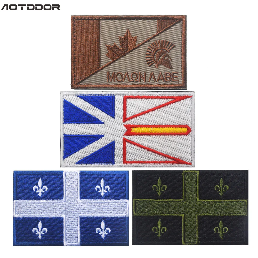 Parches bordados con insignia de brazalete bordado con bandera canadiense Quebec para ropa, parches militares para costura de ropa - imagen 5