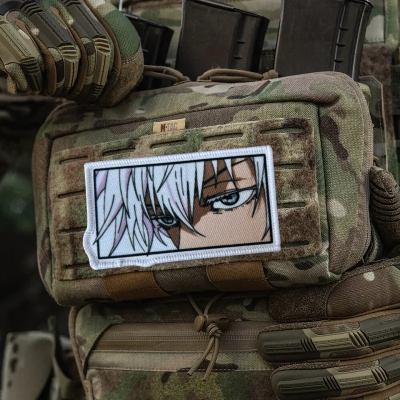 Parche con estampado de ojos de Anime, chaleco táctico, sombreros con gancho y bucle, insignia de moral, mochila, pegatinas decorativas, parches para brazalete para ropa