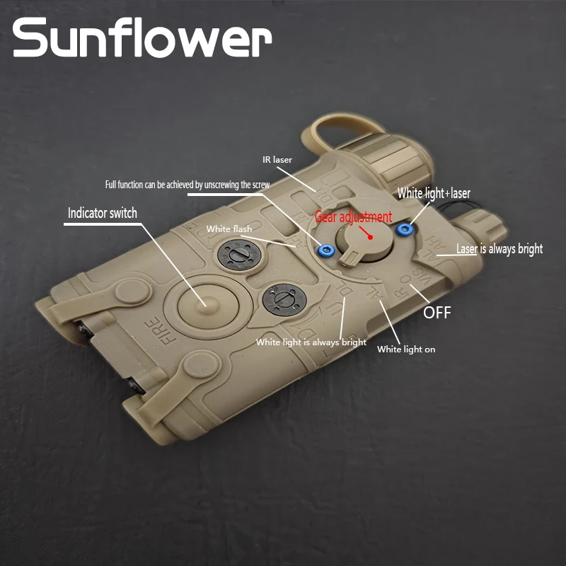 Airsfot NGAL rojo verde IR láser Mini versión PEQ15 táctico Airsoft NGAL DBAL luz LED estroboscópica interruptor de presión DC enchufe caza - imagen 4