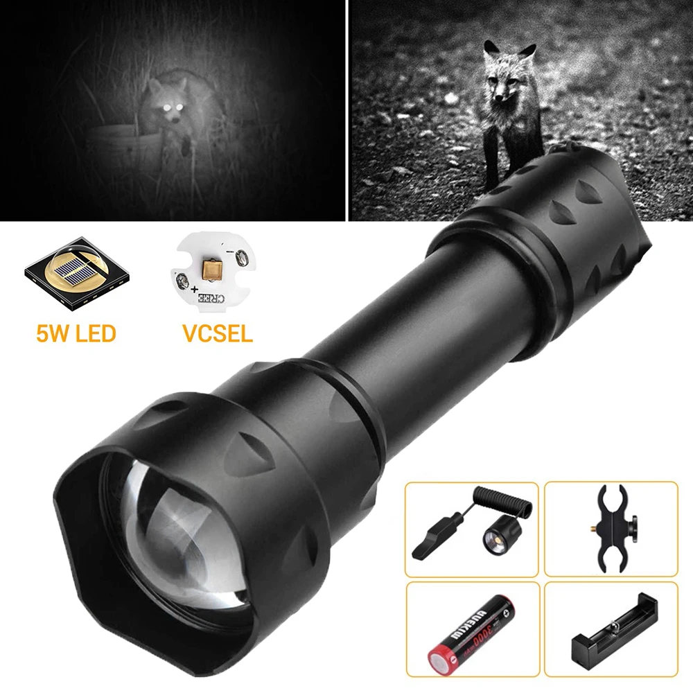 Linterna infrarroja táctica de 850nm y 940nm, arma con zoom, luz, iluminador IR, arma, linterna para dispositivo de visión nocturna