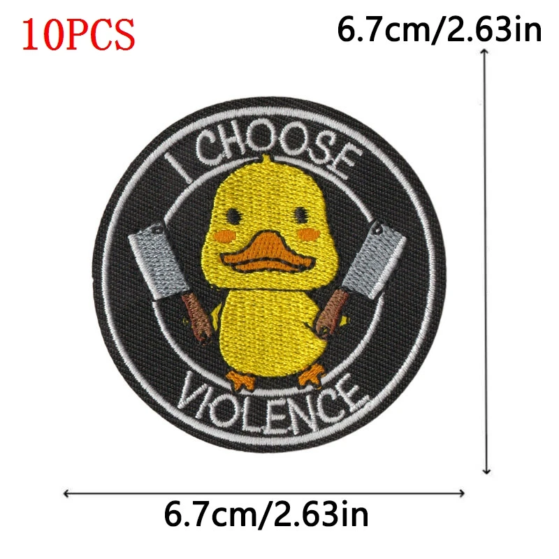 10 unids/set, venta al por mayor, parches para planchar con pato amarillo para ropa, parches termoadhesivos, parche bordado de gato ganso en sombrero, chaqueta DIY - imagen 4