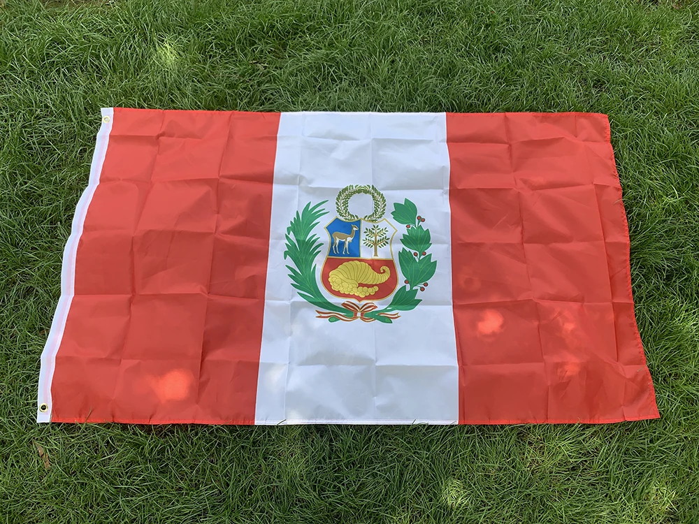 Bandera Perú doble cara de poliéster impresa para colgar - imagen 2