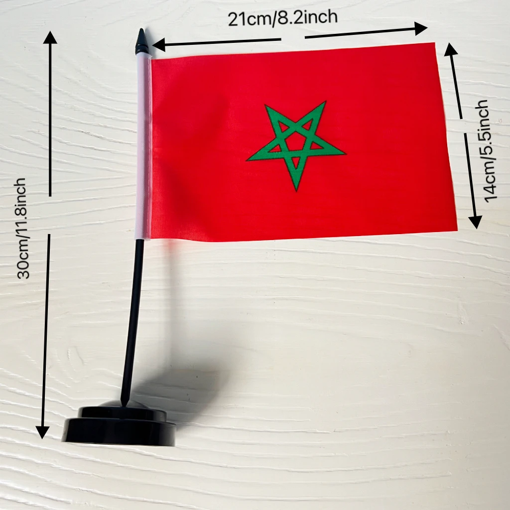 Escritorio de oficina Bandera de Marruecos Banner14x21cm El conjunto de exhibición de bandera del gabinete marroquí - imagen 3