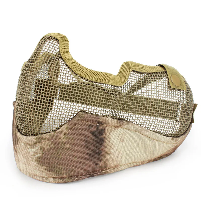 Máscara táctica de Airsoft para Paintball, mascarilla transpirable de malla de acero con bajo contenido de carbono para tiro en la oreja, máscara de media cara CS - imagen 2