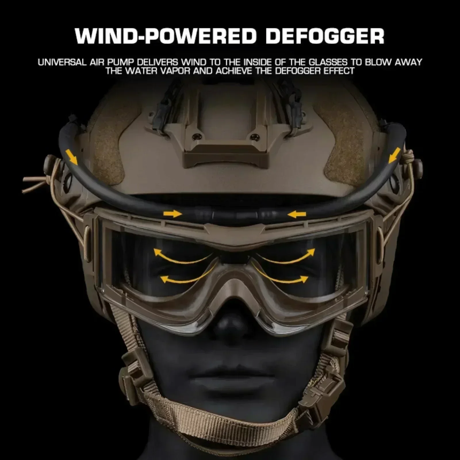 Desempañador de gafas tácticas con velocidad de viento ajustable, ventilador desempañante inalámbrico, bomba antiniebla para gafas de seguridad Airsoft - imagen 3