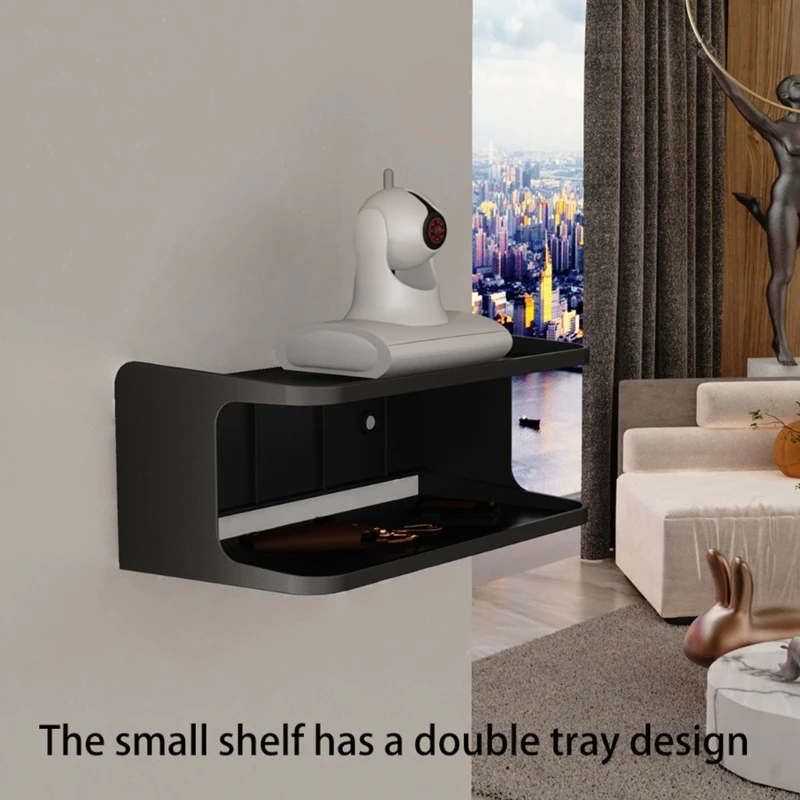 Soporte para teléfono montado en pared doble capa, diseño Universal para dormitorio, baño, cocina, organizadores ABS - imagen 5