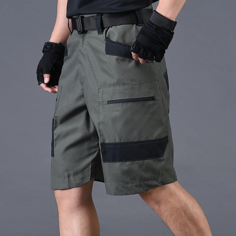 Pantalones cortos tácticos de camuflaje para hombre, pantalones cortos de carga resistentes al desgaste, múltiples bolsillos, entrenamiento al aire libre, pantalones cortos de trabajo de retazos impermeables, Verano - imagen 5