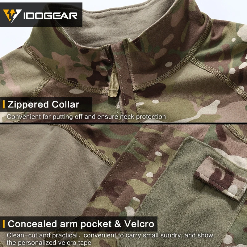 IDOGEAR-camisa táctica Molle de caza, camisa elástica ACS, Top de manga larga, Airsoft, deporte al aire libre, combate, transpirable - imagen 5
