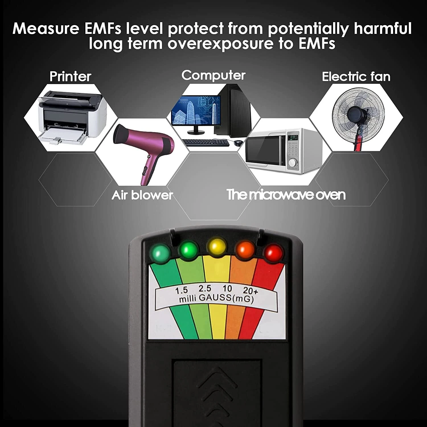 Detector de dosímetro de radiación de campo electromagnético EMF LCD profesional K2 para caza de fantasmas - imagen 5