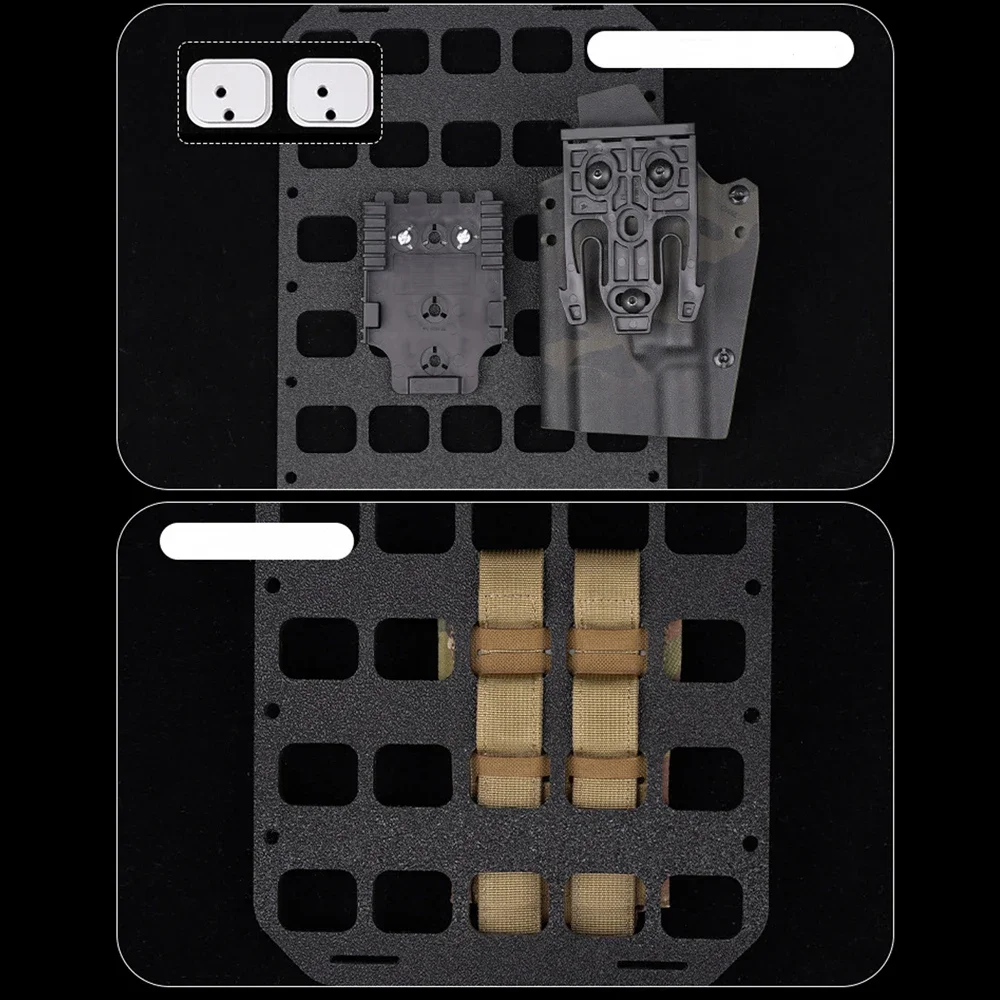 Placa de almacenamiento de mochila táctica, soportes portátiles para bolsas de caza, organizador con agujeros fijos, montaje de equipo Airsoft, exhibición colgante - imagen 5