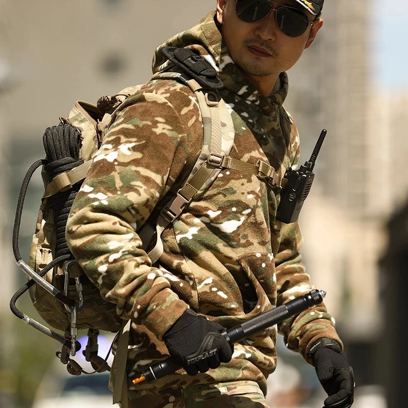 Mege-Sudadera con capucha táctica para hombre, ropa de caza militar de camuflaje al aire libre, chaqueta gruesa y cálida Multicam para invierno - imagen 4