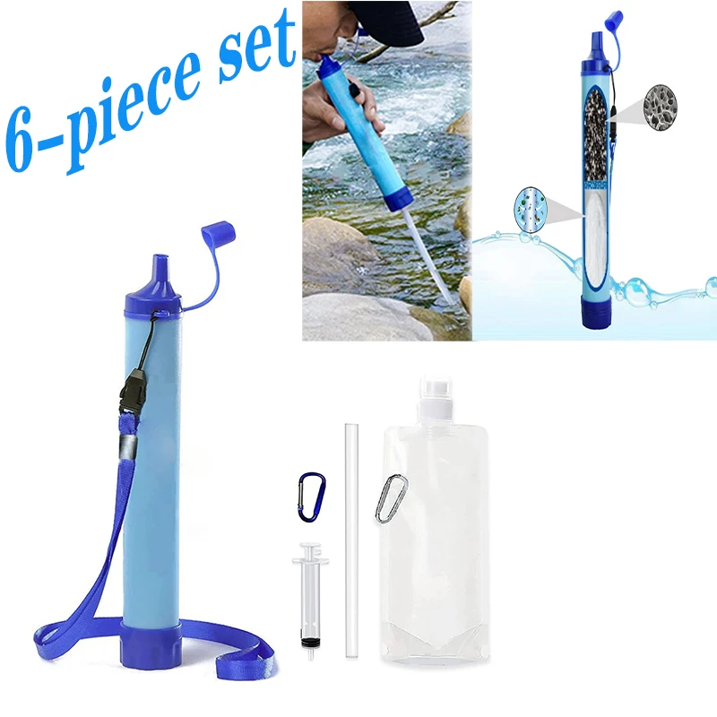 Purificador de agua al aire libre Camping Senderismo Vida de emergencia Filtro de agua purificador portátil Adecuado para arroyos, lagos Acampar al aire libre