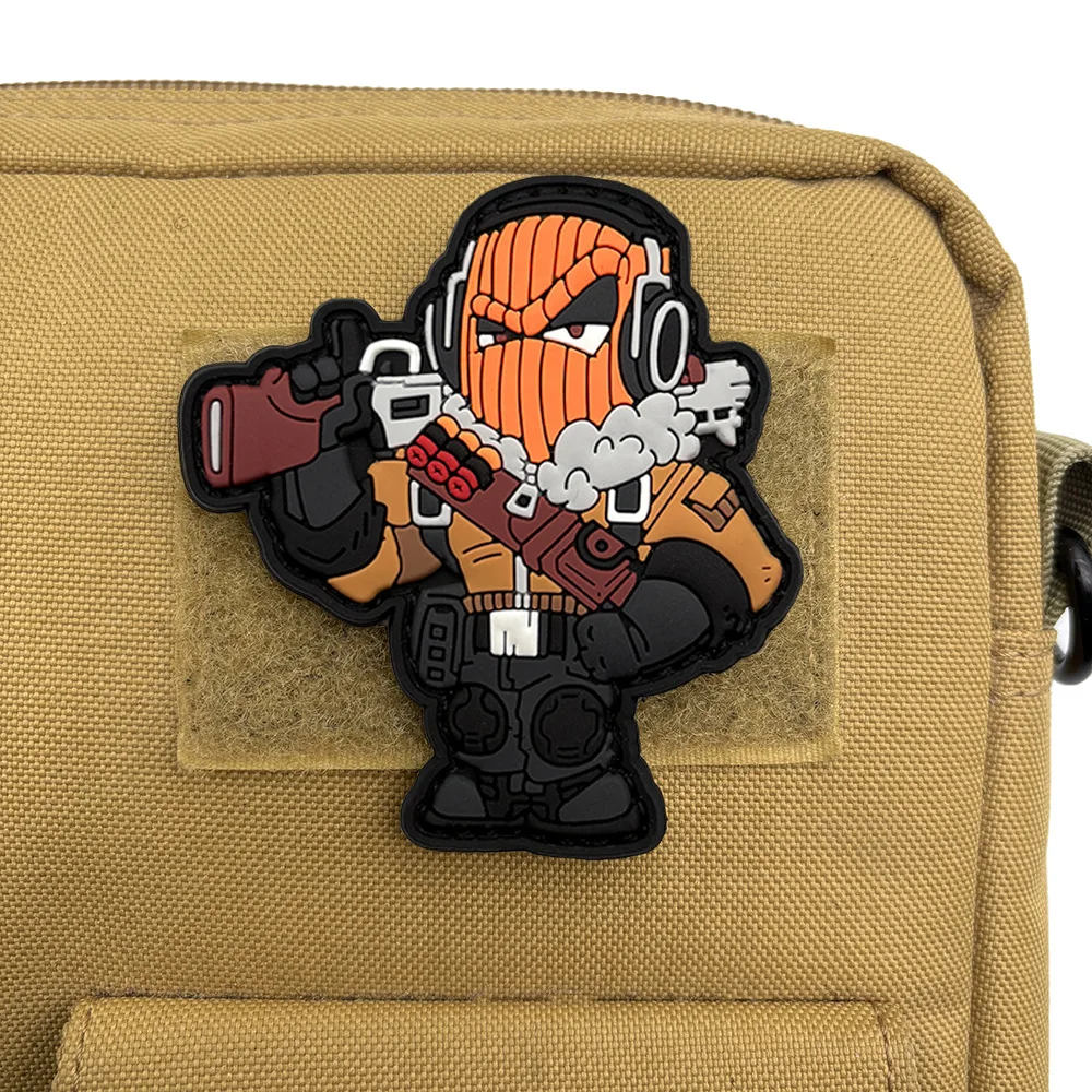 Parche de guerrero Robot, insignia de moral militar, Panda táctico, parches de gancho y bucle de PVC personalizados para ropa, pegatina decorativa para mochila - imagen 4