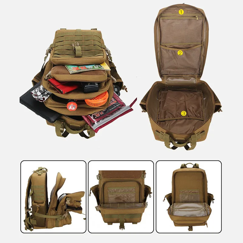 Mochila multifunción para hombre, bolso táctico para acampar, viaje, equipo deportivo informal, para exteriores, 2023 - imagen 4