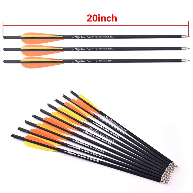 Flecha de carbono para ballesta con plumas amarillas y naranjas - imagen 2