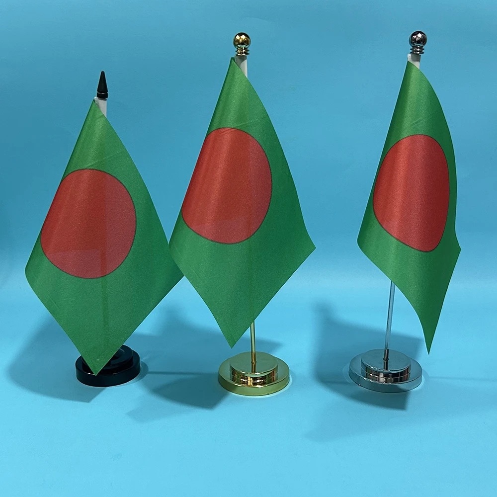 BANDERA DE SKY Bandera de escritorio de oficina Bandera de Bangladesh 14x21 cm BD Bandera nacional de Bangladesh Mesa de campo Banner Adornos de escritorio Banderas