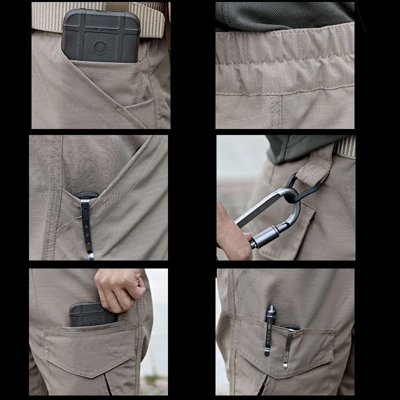 Pantalones cortos para hombre, pantalones cortos de carga tácticos impermeables de verano, pantalones de secado rápido para hombre, monos transpirables con múltiples bolsillos, pantalones cortos de playa al aire libre - imagen 5