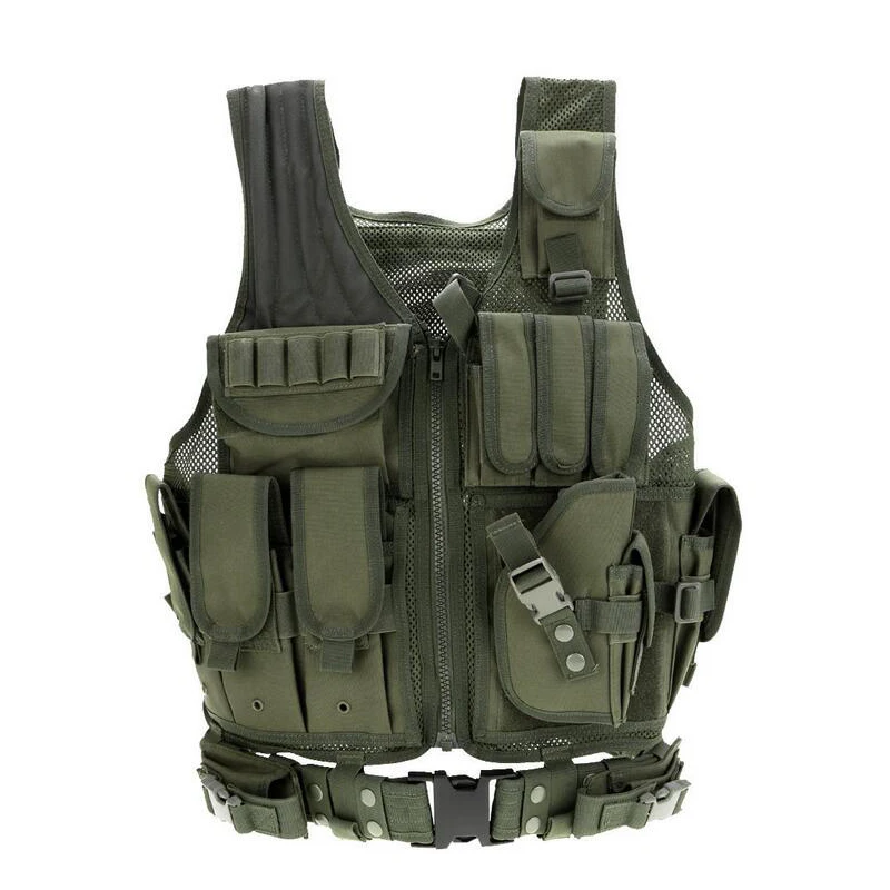 Armadura de cuerpo militar Airsoft, equipo táctico Molle, portador de placa de combate CS, chaleco con cinturón multibolsillo para caza al aire libre - imagen 2