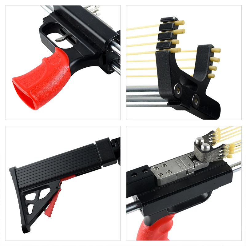 Tirachinas telescópico plegable, Catapulta de tiro de precisión de Metal, varilla larga remota, equipo de tiro de caza con puntería láser - imagen 3