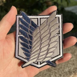 Parche de Cosplay de Attack on Titan Wings of Freedom, insignia de velcros bordada para ropa, brazalete, parches de ropa con gancho y bucle, 1 ud.