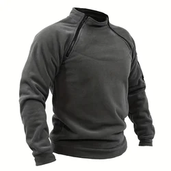 Jersey táctico para hombre, sudadera militar informal, chaqueta polar, cuello de pie, suéter de Color sólido, ropa a prueba de viento