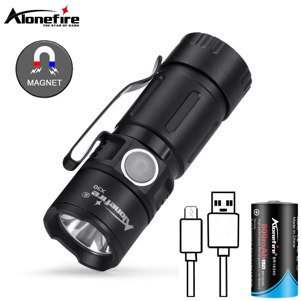 Linterna táctica LED recargable X30 con imán incorporado