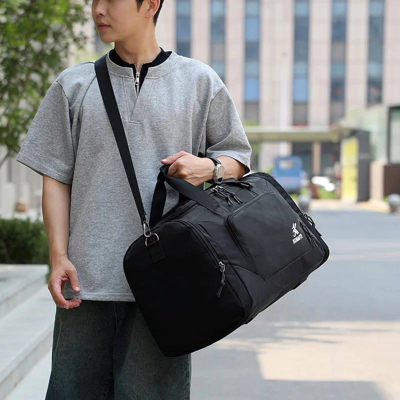 Bolso cruzado de Fitness de gran capacidad para viajes al aire libre, equipaje de lona, bolsos de hombro, bolsillo para zapatos, bolso de embarque de corta distancia - imagen 2