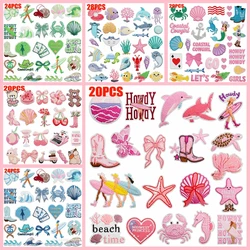 16-30 Uds. Conjunto mixto de dibujos animados parche bordado surf chica/animales marinos parche hierro en parches DIY insignias de flores con letras de arco iris