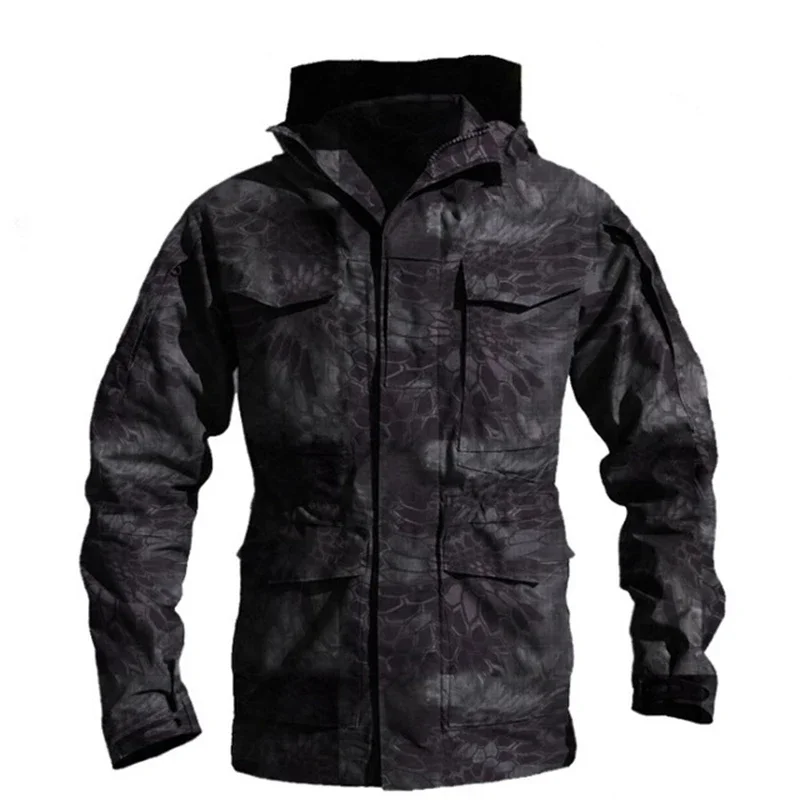 M65 chaquetas tácticas de caza para hombre, chaqueta cortavientos impermeable, Abrigo con capucha para hombre, chaquetas de senderismo y pesca al aire libre - imagen 3
