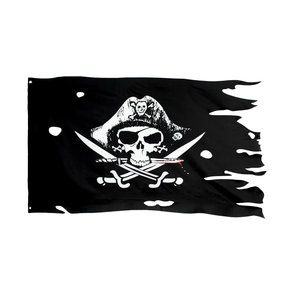 FLAGLINK 90X150CM Estilos horizontales y vertical Pecho de hombre muerto Cráneo doble roto Pirata Jack Rackham Jolly Roger Banderas - imagen 4