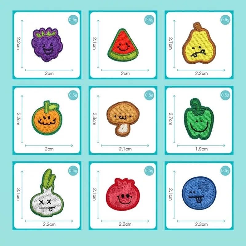 Bonitos parches de frutas y verduras bordados, sandía, arándanos, brócoli, uvas, decoración de fiesta, insignia para ropa - imagen 3