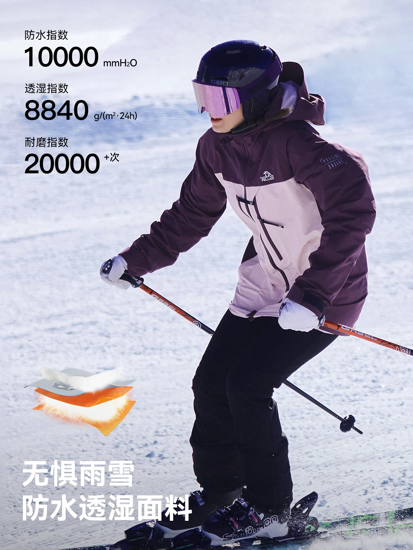 Pelliot-traje de esquí para mujer, chaqueta de invierno, impermeable, transpirable, cortavientos para Snowboard, chaquetas de esquí, abrigo para exteriores - imagen 5