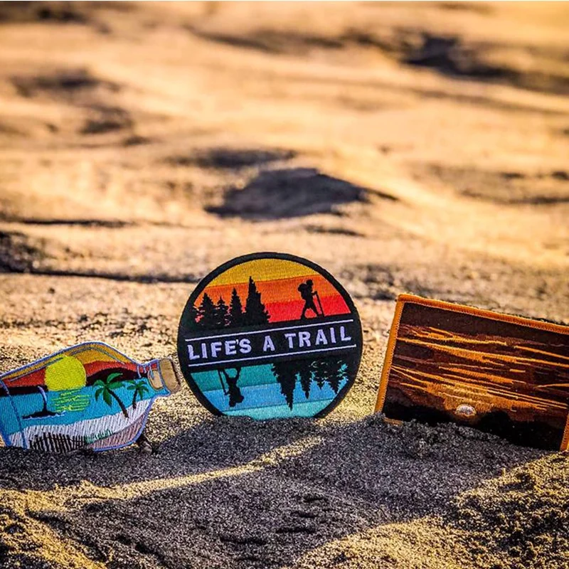 Brazalete redondo con bordado completo, pegatina de moral para mochila, parches de gancho y bucle, ideal para viajes, senderismo al aire libre, acampada, gran oferta, novedad - imagen 3