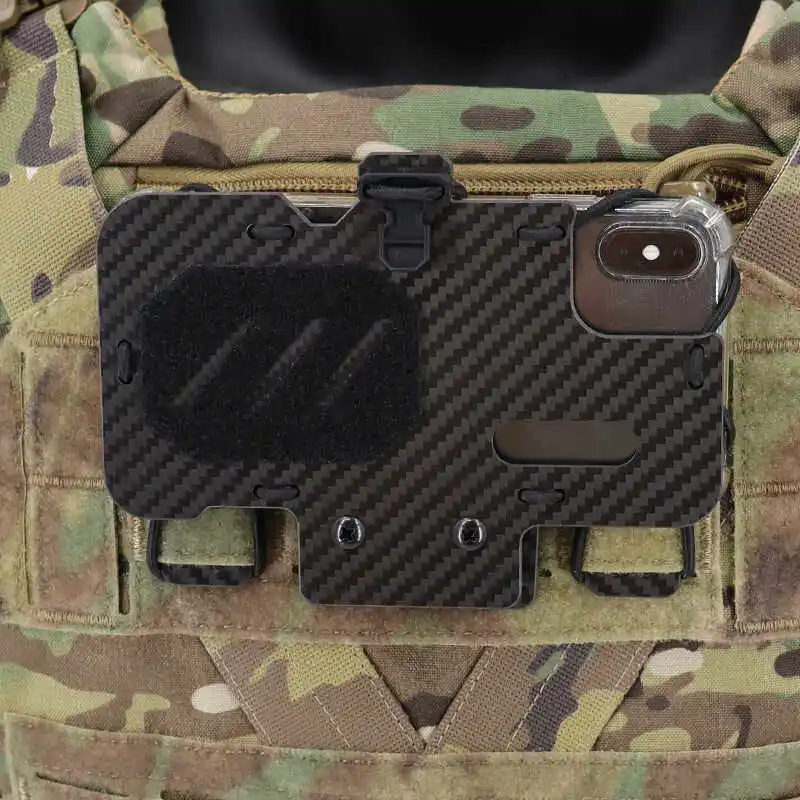 Soporte de Navegación Plegable de Fibra de Carbono, Soporte Táctico para Teléfono Móvil, Chaleco de Soporte de Navegación para Montar en el Pecho